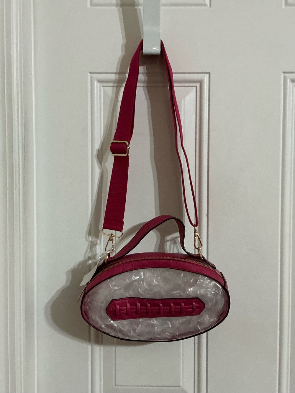 Fuchsia Clear Stadium Approved Crossbody Football Bag